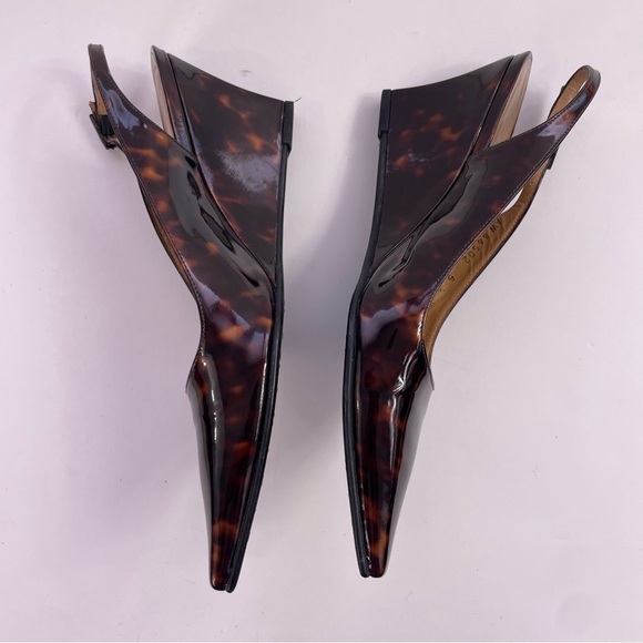 Stuart Weitzman Slingback Tortoise Shell Point-Toe Wedge Heels‎ - Picture 3 of 16